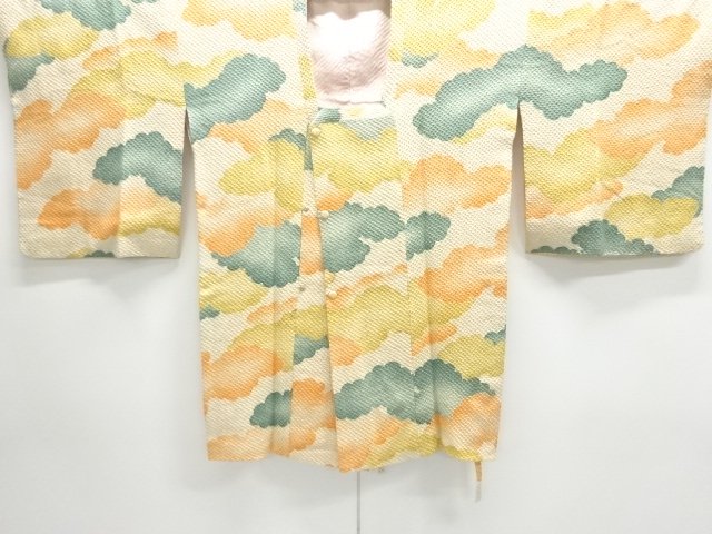 JAPANESE KIMONO / ANTIQUE MICHIYUKI COAT / SILK / ALL SHIBORI / CLOUD